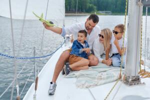 Family on boat