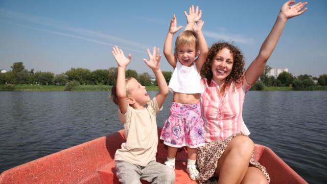 Family on a boat