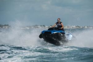 amphibious vehicle on the lake