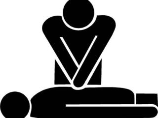 Stick figure giving CPR