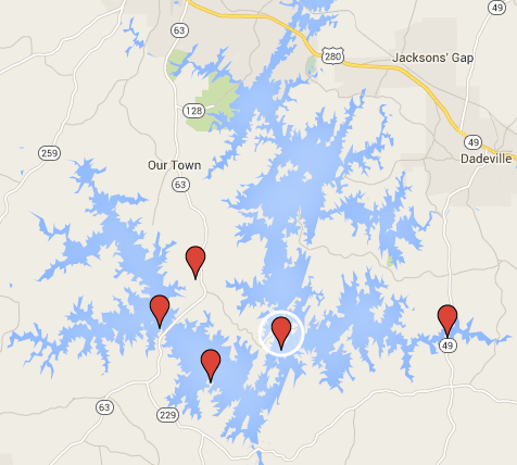 lake martin alabama map Dining On The Lake Lake Martin Restaurants lake martin alabama map