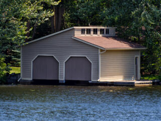 Boathouse on the water
