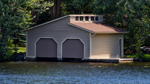 Boathouse on the water