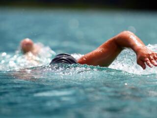 swimming technique performed in a lake