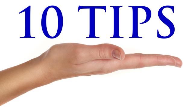 hand holding the words "10 tips"