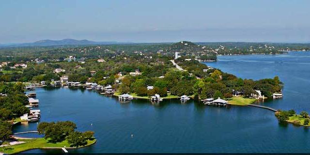 Birds-eye view of lake LBJ