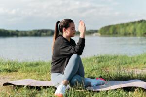 yoga at lake