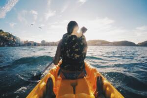 Kayaking on lake