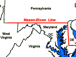 map depicting the mason-dixon line, maryland and pennsylvania