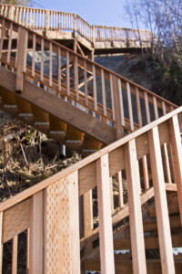 outdoor stairs wooden trellis-like stairs