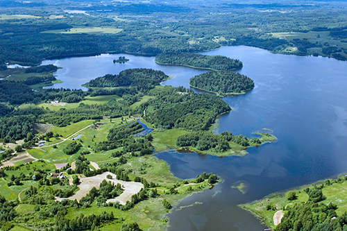 aerial view of lake