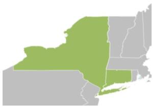 Map of New England map of new england with New York and Connecticut highlighted
