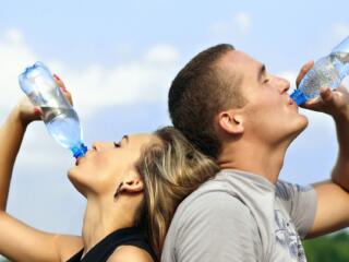 Couple Drinking Water