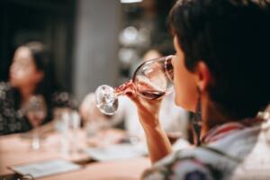 woman drinking wine