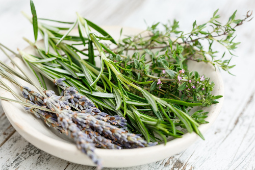 plate of herbs used for making your home smell inviting