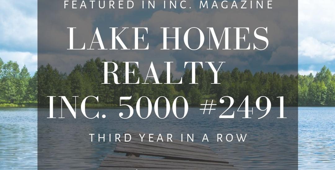 Lake Homes Realty Named to Inc. 5000 for Third Consecutive Year