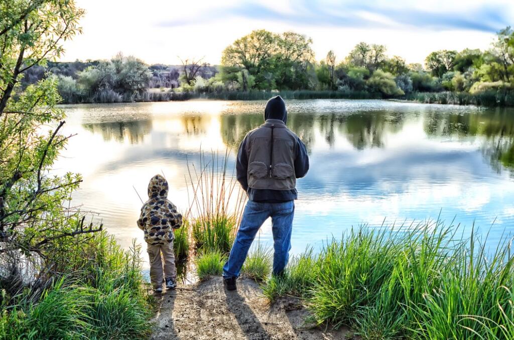 Father and son fishing at Lake LBJ