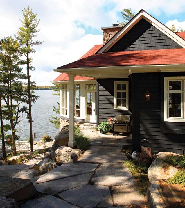 American Lake House with Stunning Rock Walk Way