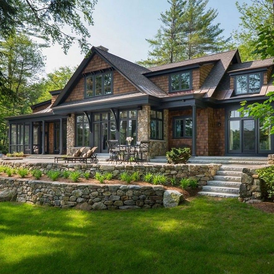 Breathtaking stone lake home