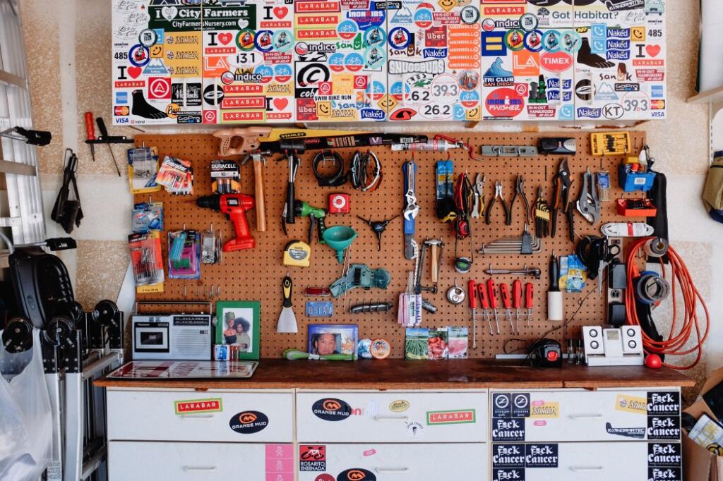 Lake house garage organization