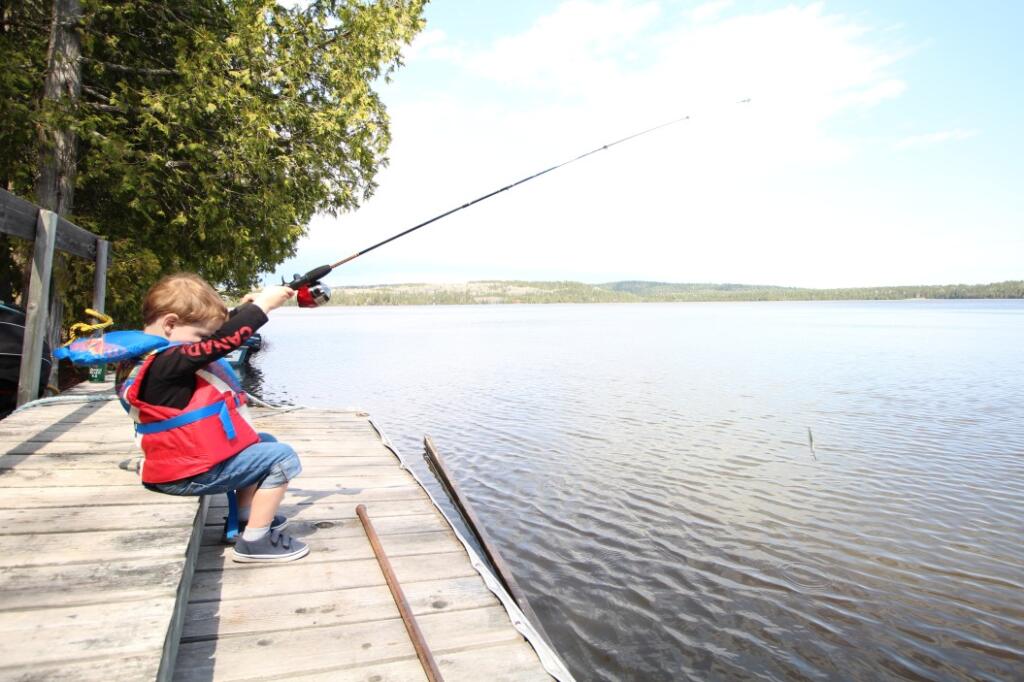 little child fishing