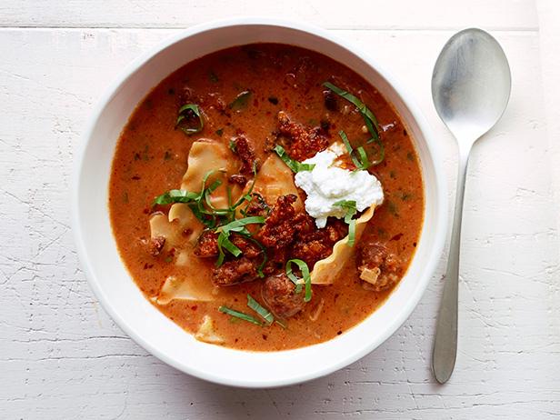 Lasagna Soup, an experimental form of the traditional lasagna casserole. 