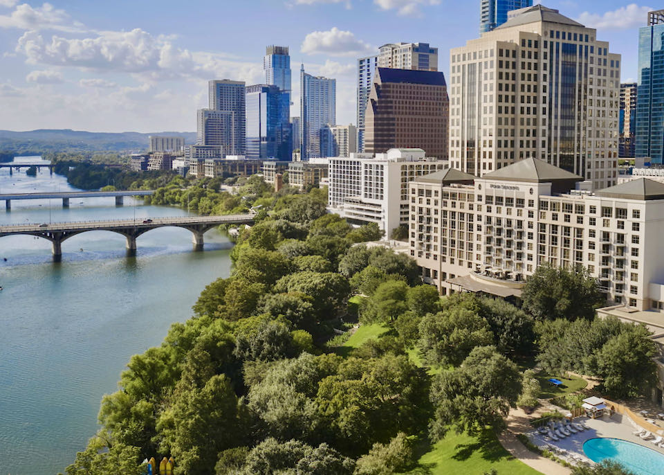 Downtown Austin beside Lake Austin