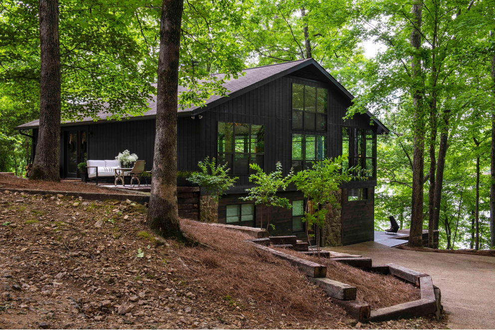 exterior reclaimed family cabin by Wilson Lake