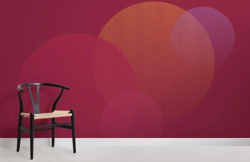 Pantone's color of the year 2023, Viva Magenta mural wallpaper design from Hovia