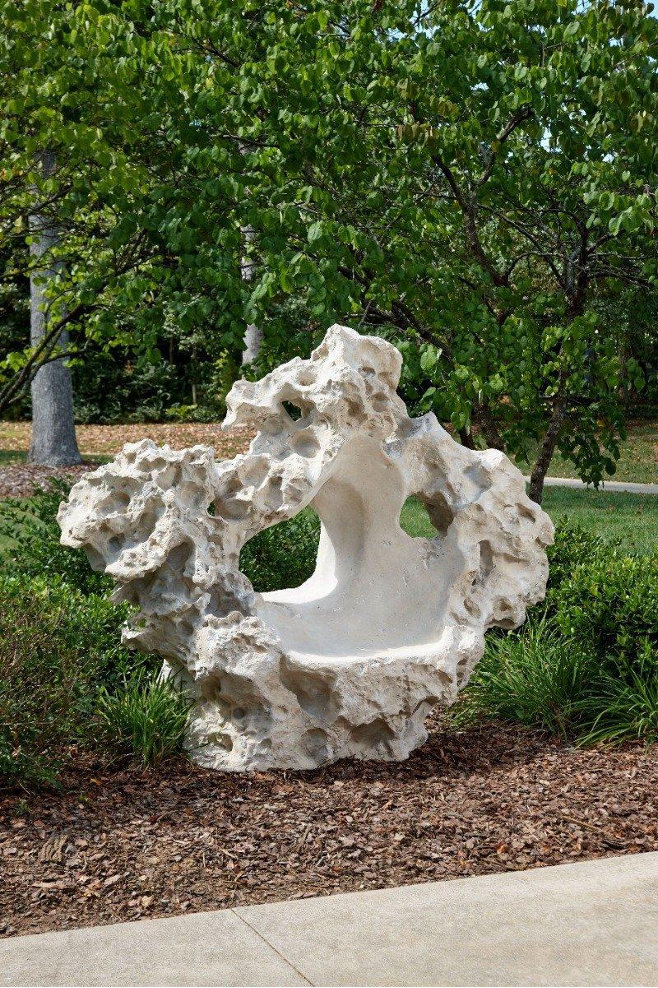 Colossal Cast Stone sculptural seat for outdoor space or garden
