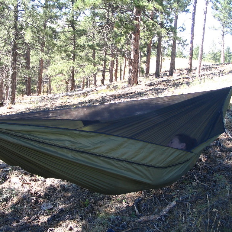 person sleeping in the Warbonnet Original Blackbird hammock