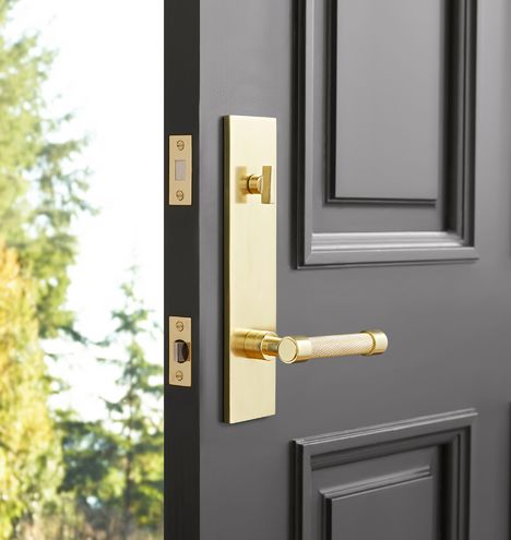 gold door hardware, lock and door handle