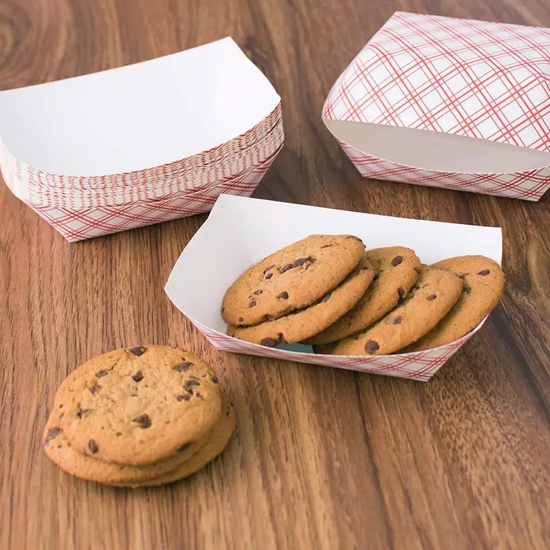 cookies in paper tray holders