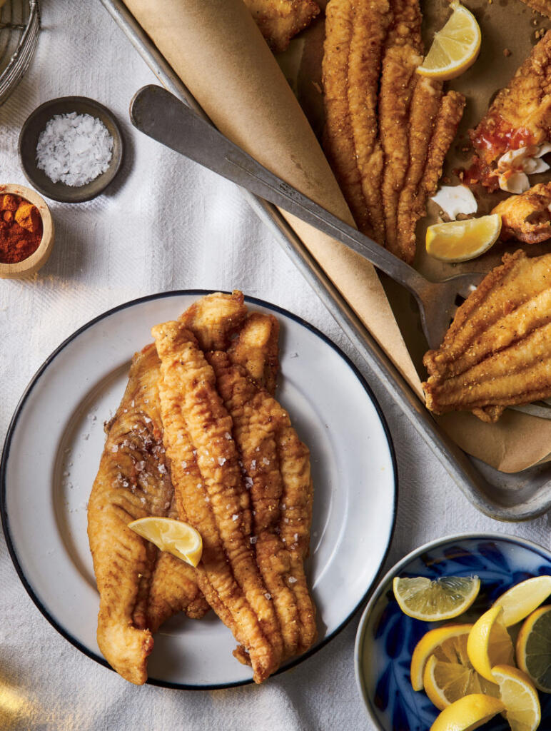 cornmeal fried catfish with whiskey spiked tartar sauce