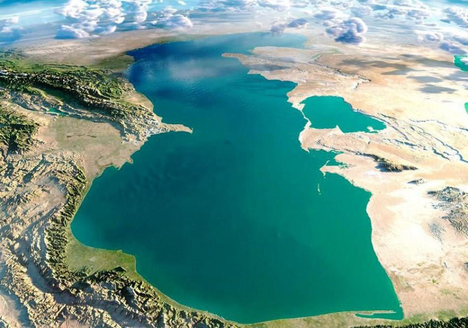 An aerial shot of the Caspian Sea