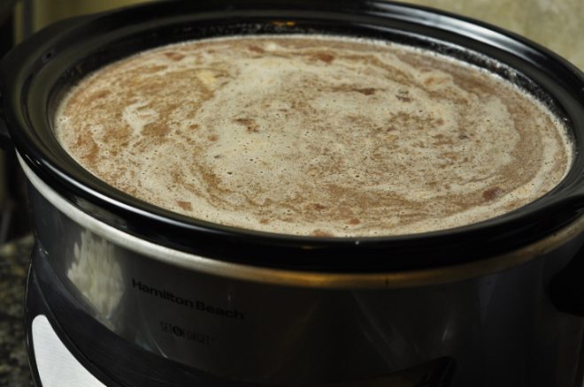 Crockpot full of hot chocolate