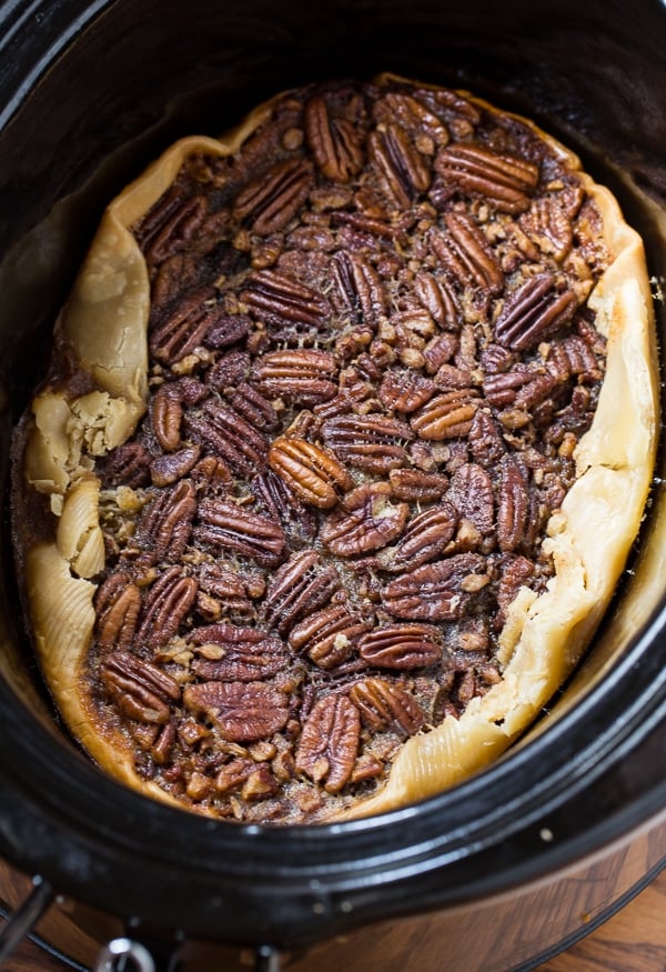 Crockpot with pecan pie inside