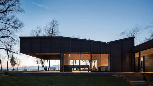 Charred Cedar–clad home on Lake Michigan