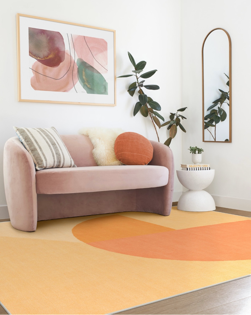 Pantone Peach Fuzz Pop Divide Rug from Ruggable. 