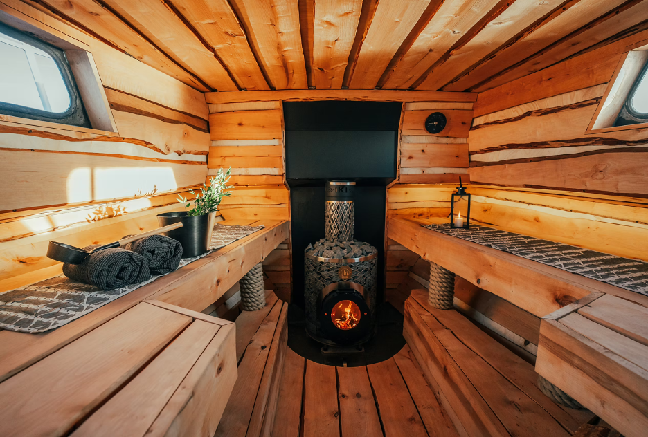 Floating sauna aboard M/Y Fortune — Helsinki archipelago, Baltic Sea, Finland