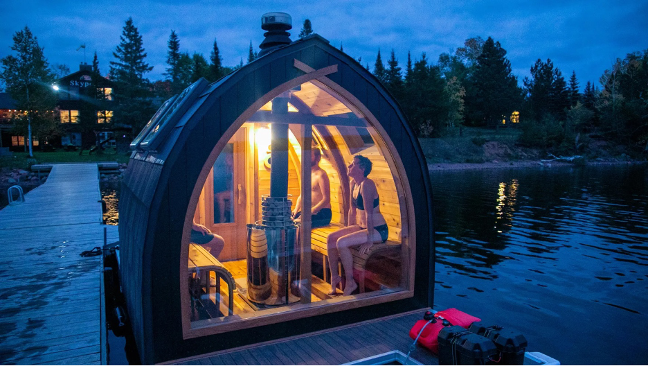 Grand Marais, MN. Sisu + Löyly (a Finnish name that translates to “Grit +Steam”) floats on Devil’s Track Lake in the far north, close to the Canadian border.