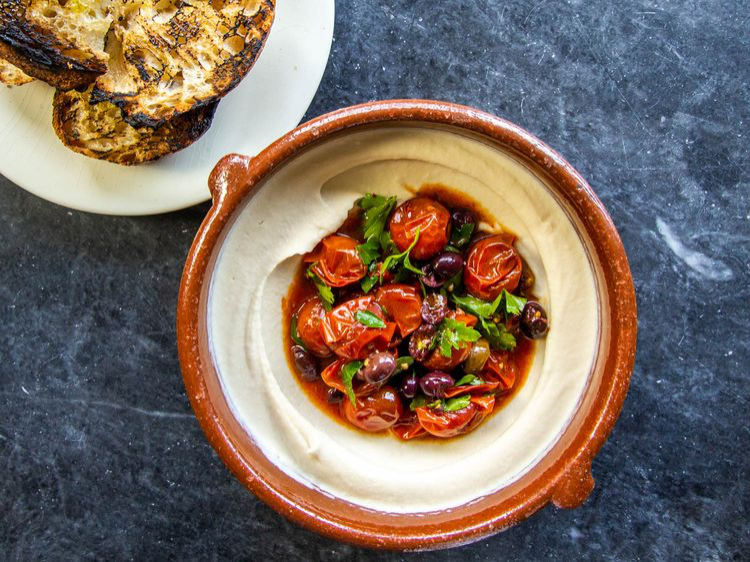 Creamy Bean Dip and Roasted Tomato Salad
