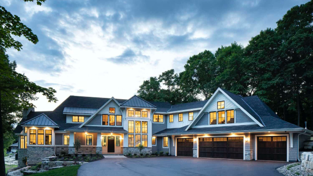 Beautiful garage door updates to increase your home's ROI illustrated here in a Lake Minnetonka, MN lake home