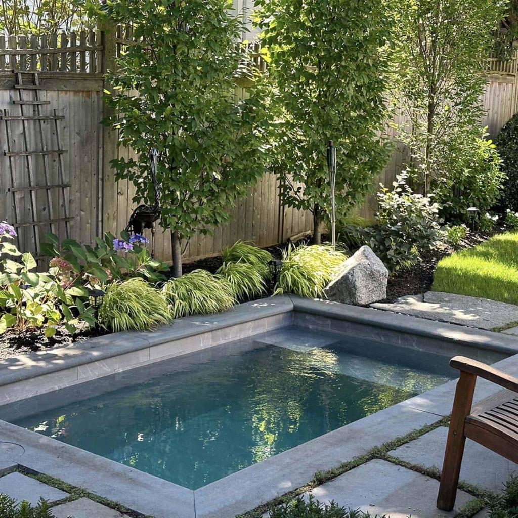 compact plunge pool in a small backyard
