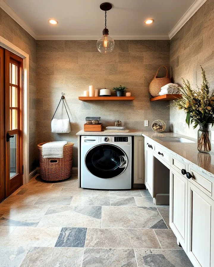Bring the Outdoors Inside with Natural Materials in a small laundry space
